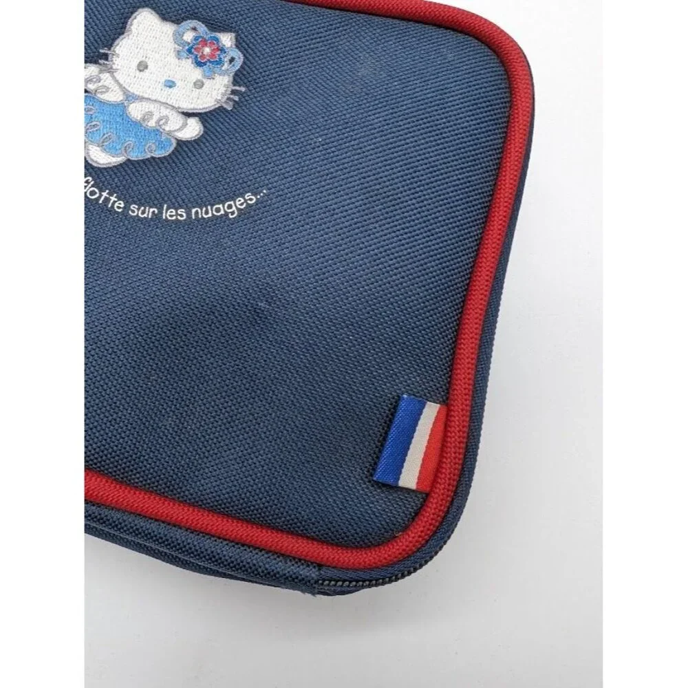 Vintage Hello Kitty Sanrio Smile Blue Angel France Pencil Case Organizer Make Up